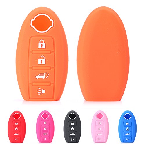 GZYF Car Key Case Cover, Outer Key Shell Replacement for 2009-2010 Nissan370Z & 2006-2012 Nissan Altima Maxima (Silicone, Black)