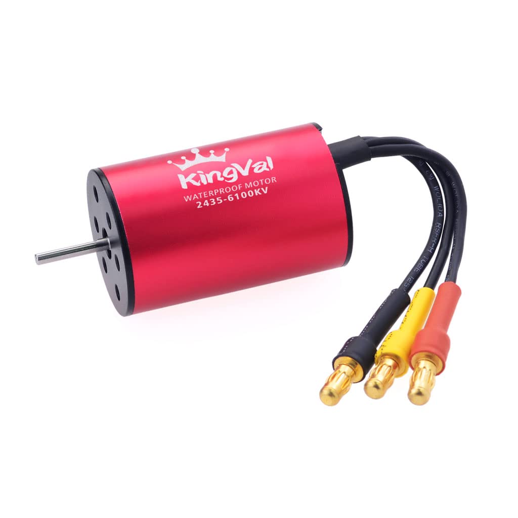 KingVal Replacement 2435 6100KV Waterproof Brushless Motor Shaft 2.3mm Compatible with 1/16 1/18 RC Car
