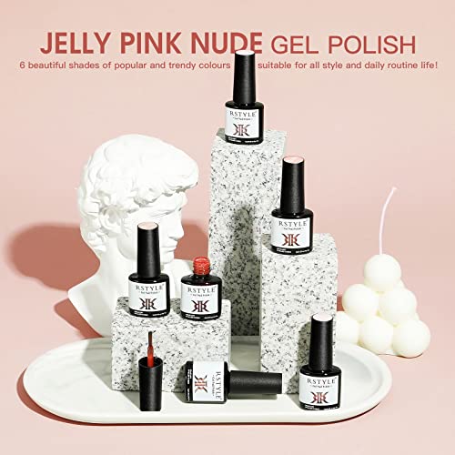 RSTYLE UV Shellac Nagellack Set, 6 Farben Nude Jelly Natur Rosa Pink Schellack Nagellack Gelnägel Shellac Set Soak Off… – Bild 7