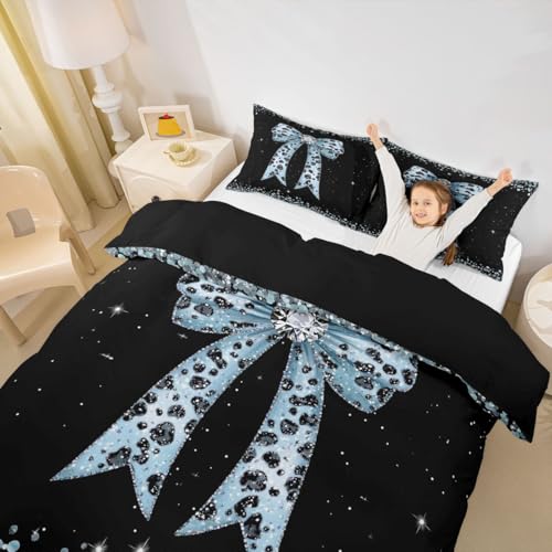 Housse de couette microfibre bleu de qualité supérieure au motif imprimé noeud papillon