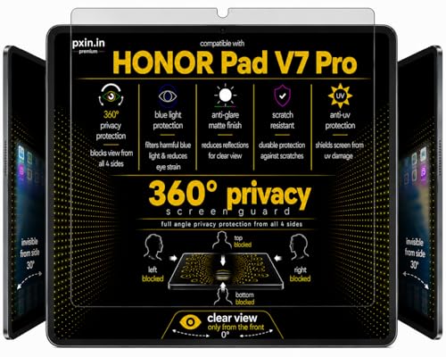Image of Pxin 360 Pro Privacy Screen guard compatible with Honor Pad V7 Pro | Anti Glare | Anti UV | Anti Blue | Anti Reflection | Privacy Filter | Unbreakable Build