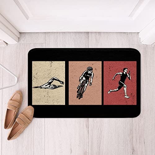 Triathlon Sport-Badezimmerteppich, Matte für Heimdekoration, Schwimmen, Radfahren und Laufen,...