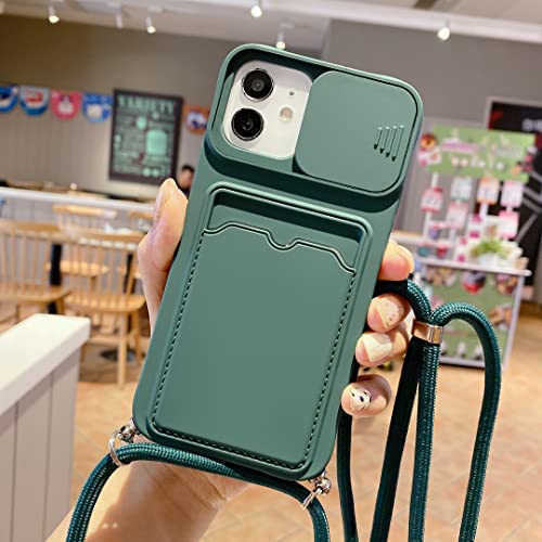 UEEBAI Crossbody Case for iPhone XR with Camera Cover Silicone Card Holder Phone Cover with Adjustable Necklace Strap Cord Lanyard Shockproof Protective Case - Image 4