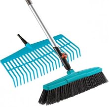 GARDENA Combisystem 130 cm Broom and Rake Set with Wooden Handle