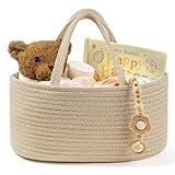 Kodomoore Diaper Caddy Organizer, Empty Gift Basket for Newborn Essentials, Baby Storage Basket, Stylish Gift Bag for Baby Shower, Boys and Girls – Small, Oatmeal