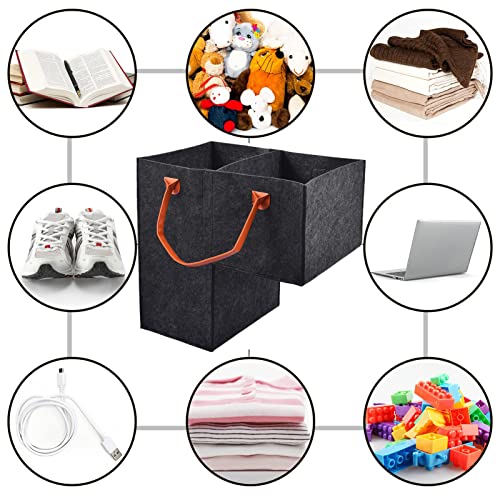 MZSYLK Treppenkorb mit Griffen, Faltbarer L-Form Treppenorganizer Korb Filz Treppenaufbewahrungstasche Großer Treppenordentlicher Korb Mülleimer für Wäsche, Spielzeug, Haushaltsgegenstände (schwarz)
