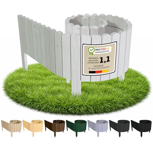 Floranica Beetumrandung Beeteinfassung 20 x 200 cm Weiß Rasenkante Holz Gartenzaun Holzzaun...