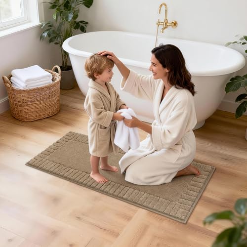 Pauwer Bathroom Rugs Set 5 Piece, Microfiber Bath Mat Set, Khaki - image 7