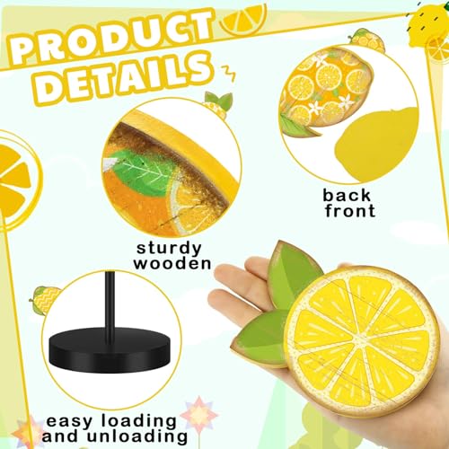 Image of Yousoontic 5 Pcs Summer Lemon Table Decor Yellow Lemon Wooden Sign Summer Lemons Centerpiece for Table Rustic Standing Block for Home Kitchen Dining Room Mantel Tiered Tray Decor