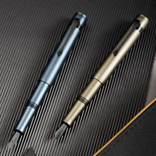 Image of Hongdian M2 Black Forest Mini Fountain Pen, Long Blade Nib & Sleek Shape Aluminium Short Pocket Travel Pen (Midnight Blue)