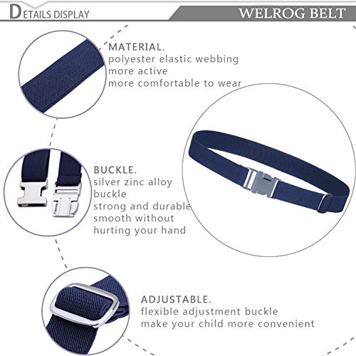 WELROG Toddler Kids Adjustable Buckle Belt - Elastic Child Silver Buckle Belts for Girls Boys3