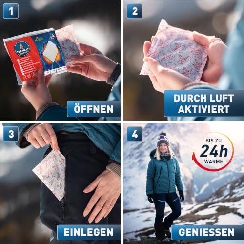 THE HEAT COMPANY Handwärmer XL - 10 Stück - EXTRA WARM - großer Taschenwärmer - Wärmekissen - 24 Stunden warme Hände - sofort einsatzbereit - luftaktiviert - rein natürlich