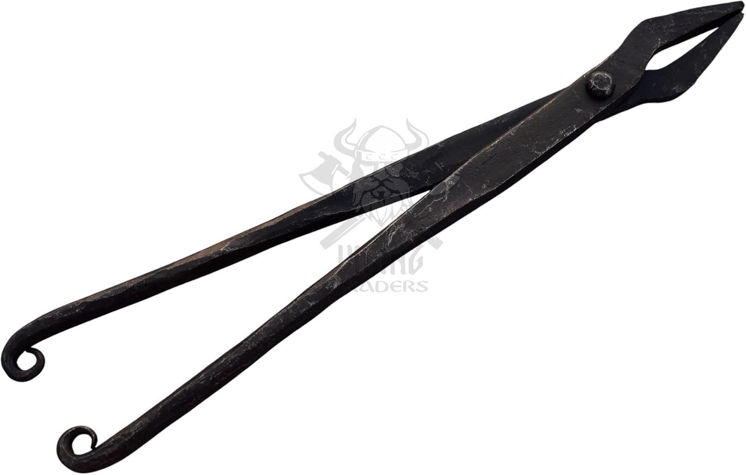 Viking Traders Hand Forged Medieval Iron Blacksmiths Tong, 9 Inch, Black