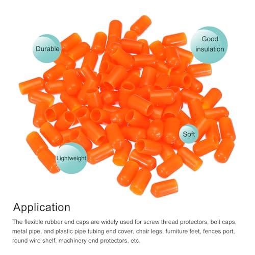 Image of MECCANIXITY 100pcs 8mm(5 /16 inch) Rubber End Caps Cover PVC Vinyl Screw Thread Protector Round Wire Shelf Caps for Screw Bolt Pipe Fence Post, Orange