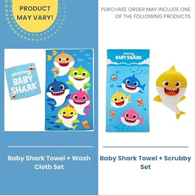 Franco Baby Shark Kids Bath/Pool/Beach Soft Absorbent Cotton Terry Towel with Washcloth 2 Piece Set, 50 in x 25 in
