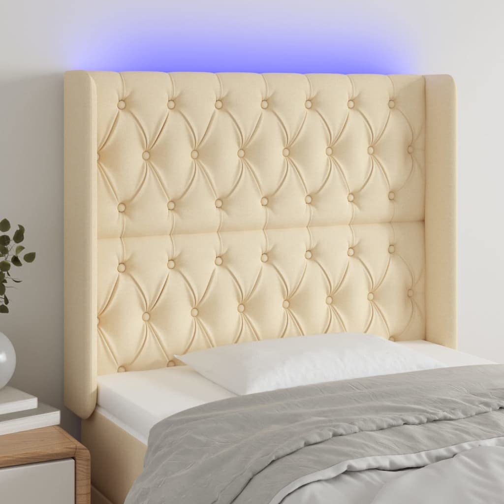 Cabecero de cama LED 103 x 16 x 118/128 cm, regulable en altura, transpirable, colorido y moderno