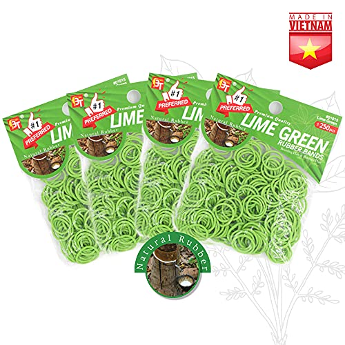 Rubber Bands 1000 Pcs Mini Size No Break & Damage Stretchy Elastic Premium Quality Made In Vietnam Hair Ties (Lime Green - 4 Pack Of 250 Pcs) #TOP2