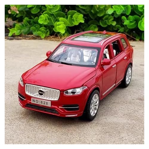 Modelos A Escala 1 32 para Volvo XC90 SUV Modelo De Fundición A Presión Juguete con Sonido Y Luz Coche De Colección Decoración del Hogar(Rojo)