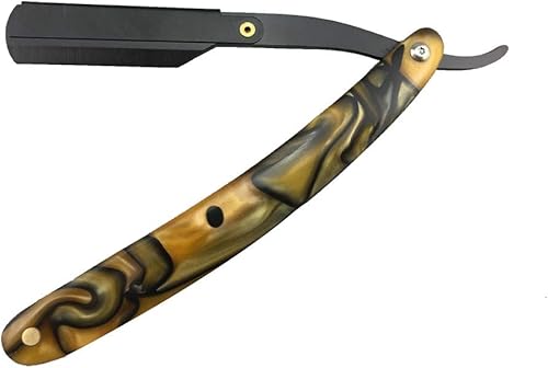 Artibetter Afeitadora de afeitar de borde recto para hombres peluquero vintage afeitado (negro+plata)