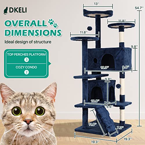 Árbol para gatos interior con rascador y plataformas 54 in miniatura 3