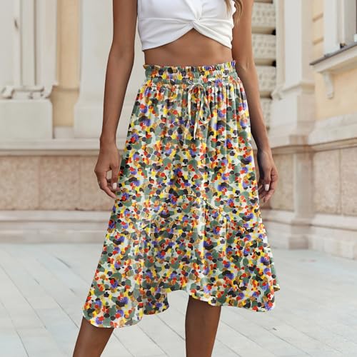 Maxi Skirts for Women High Waist Flowy Long Skirt Floral Boho Beach Skirt with Pockets3