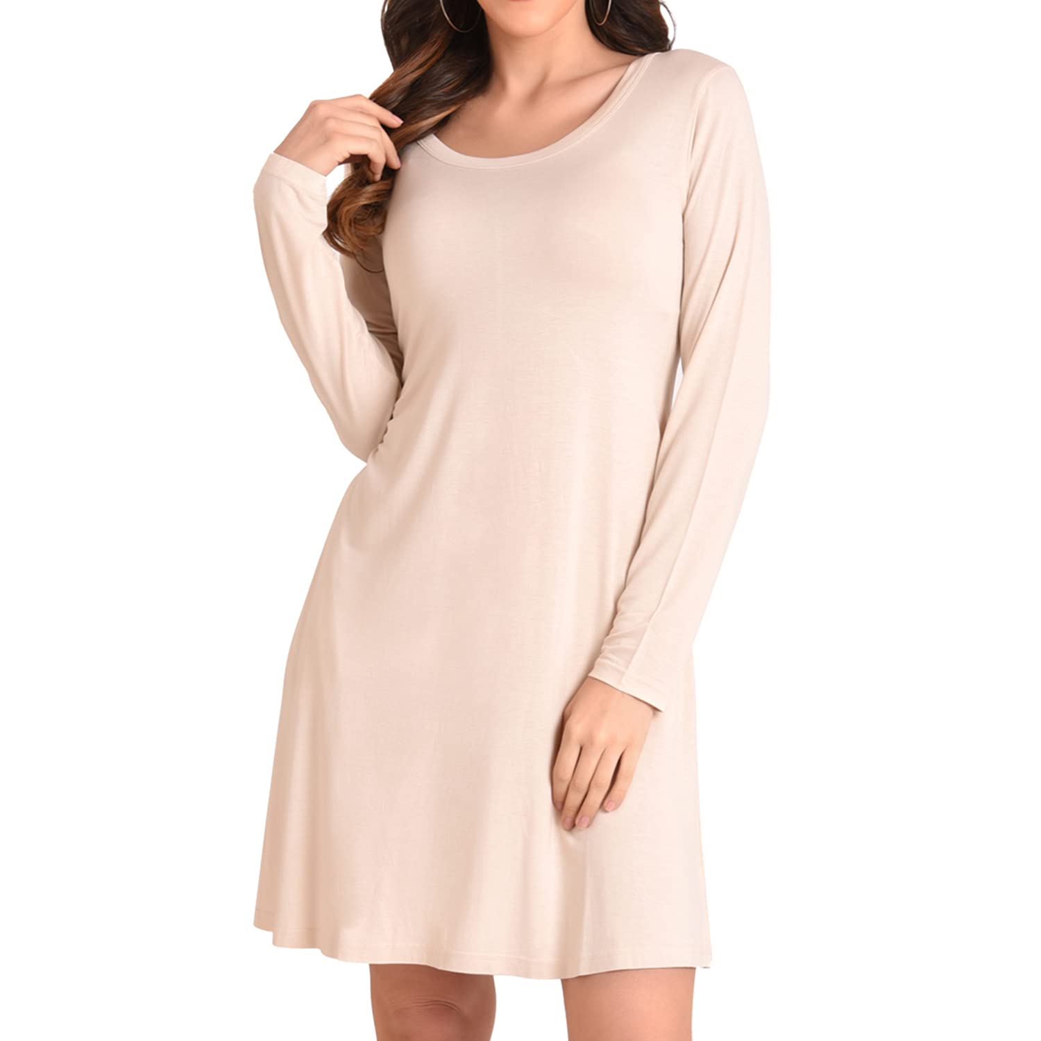 Miss Lavish London Women’s Long Sleeve Swing Dress with Pockets Relaxed Fit Soft Casual Dress