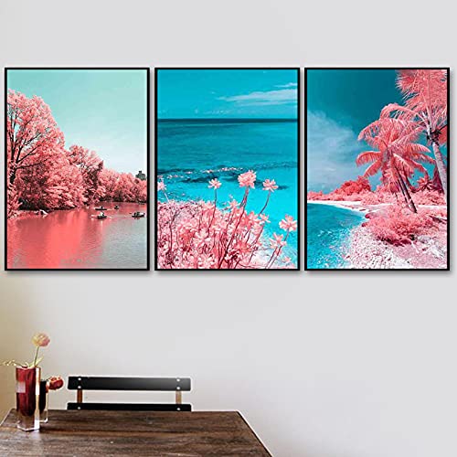 Art mural affiches et impressions nordiques sable de mer cocotier déco salon 60x80 cm 3 pièces