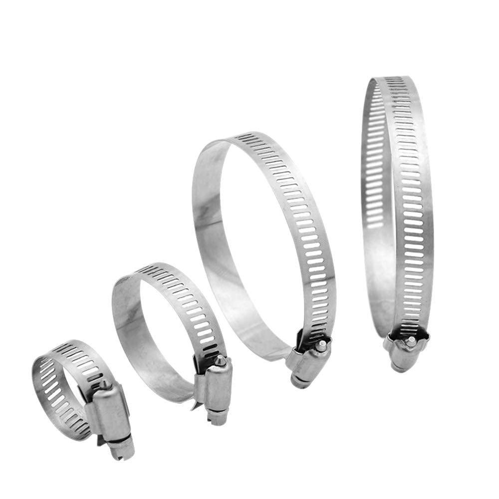 Yofasen Silver 12Pcs Hose Clamp - Adjustable Hose Clips 6-165Mm Range Stainless Steel Worm Drive Pipe Clips Water Gas Silicone Tube Automotive Applications, 6-12Mm