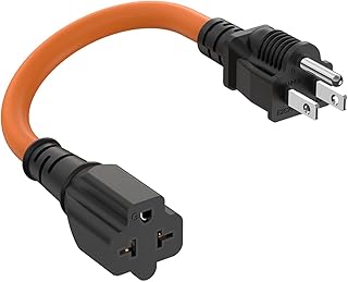 1Ft 12AWG 15 Amp Household Plug to 20-Amp Adapter Cable Nema 5-15P to 5-20R,5-15P to 6-15R/20R T-Blade 20Amp to 15Amp AC Plug-Adapter Cable,Heavy Duty 125V 15A to 20A 250V Extension Power Cord
