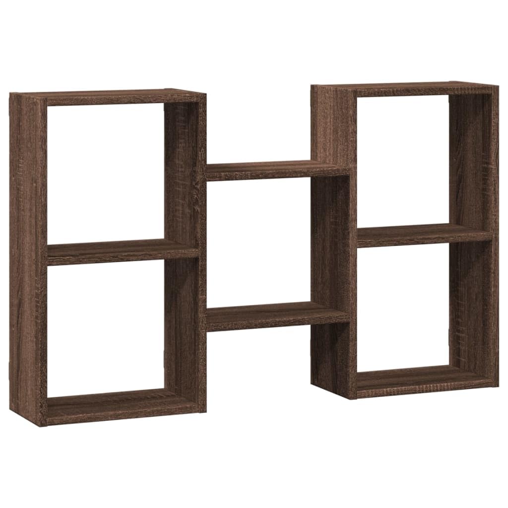 vidaXL Oak 6 Shelf Wall Shelf - Brown