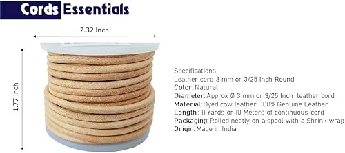 Miniatura 4 de Cuerda redonda de cuero auténtico, cuerda para hacer joyas, collares, pulseras, trenzas Kumihimo, envolturas, manualidades y proyectos de
