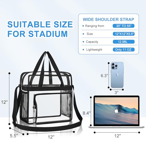 Image of Busiuw Clear Bag for Stadium Events, Stadium Approved 12x12x6 Clear Tote Bag for Sport Fan, Work Concert Travel