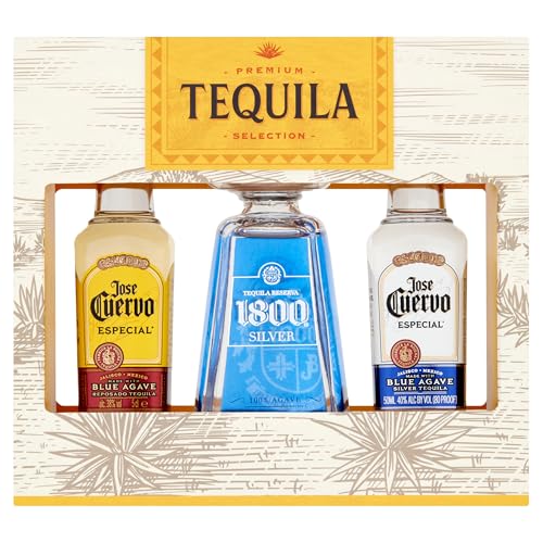 Tequila Tasting Gift Set 3 x 5cl Miniatures: 1800 Silver & Jose Cuervo Especial Gift Box by Blue Tree Gifts