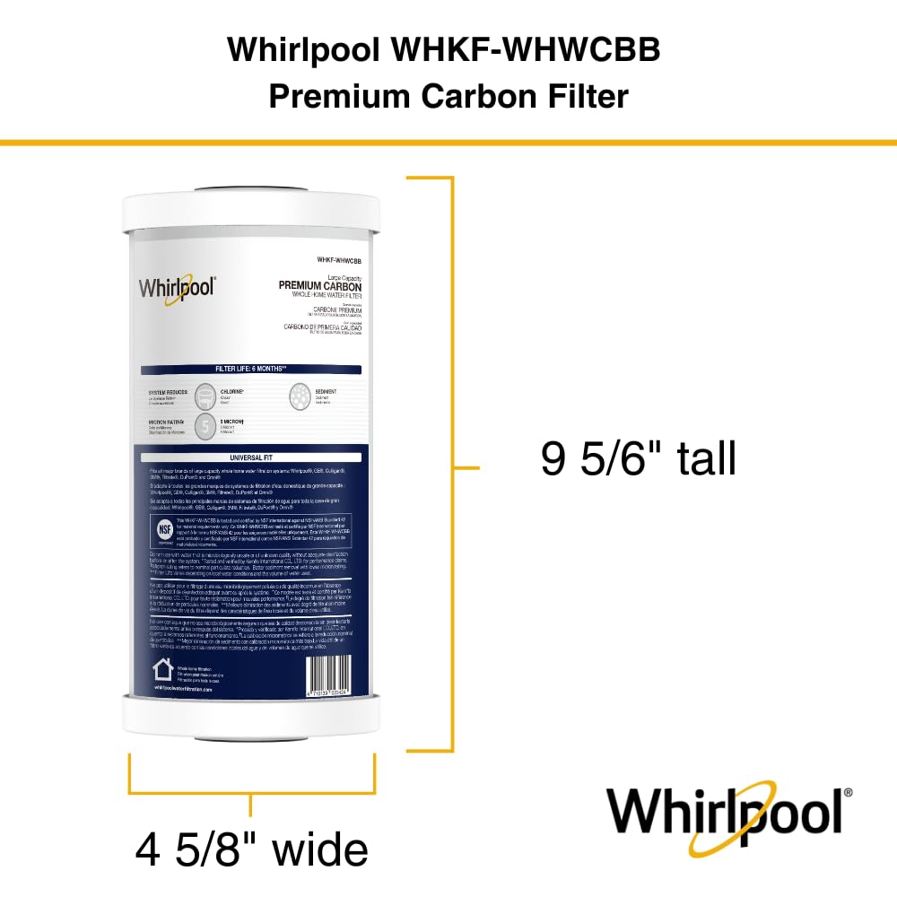 Whirlpool 10 x 4 5 Premium Carbon Water Filter WHKF-WHWCBB NSF Certified 5 Micron Reduces Chlorine and Sediment — view 3