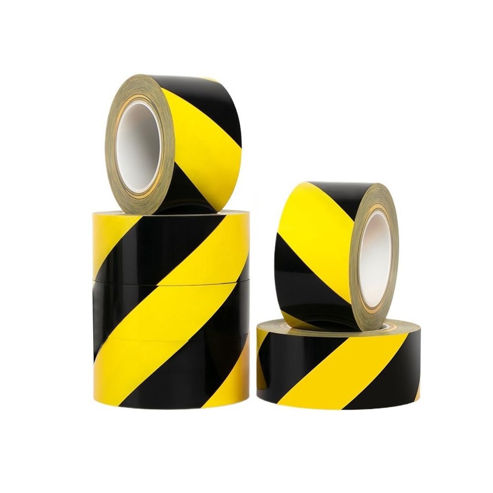 Generico 6 Nastro segnaletico 80mm x 33m, Nastro di Segnalazione, Nastro segnaletico per delimitare Aree, Nero/Giallo
