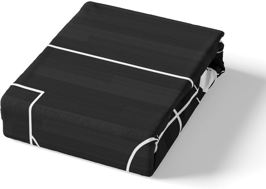 Erosebridal Boys Bed Set Football Duvet Cover Twin Size, Kids Ball Gaming Bedding Set Teens Soccer Comforter Cover, Black Football Field Bed Cover, Black Reversible 3pcs 1 Comforter + 2 Pillow Case