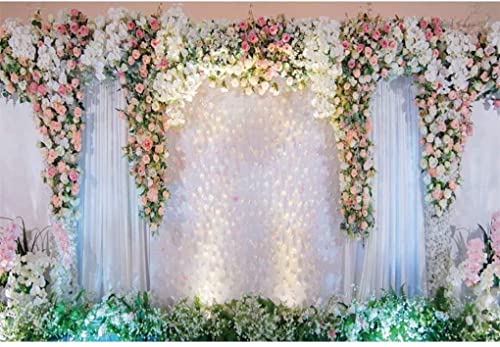 shensu Vinyl 10x8ft Wedding Backdrops for Photography White Stage Curtain