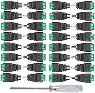 Aiqeer 16 Pairs RCA Connector Adapter Set, RCA Male Plug and Female Socket to AV Screw Terminal Block Audio/Video Connector Adapter, for CCTV Security Camera System
