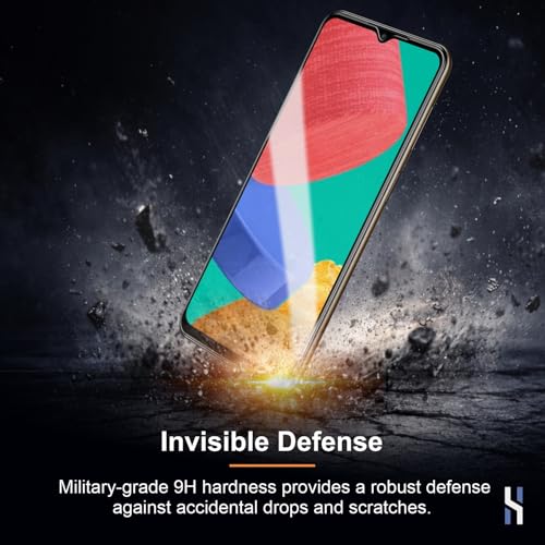 Image of Tempered Glass for Samsung Galaxy M33 | M13 | A13 | F13 | A23 | F23 (6.6 Inch) Military Grade 9H Screen Guard, Anti-Scratch, Shatterproof, Edge-to-Edge Full Coverage - Black Border