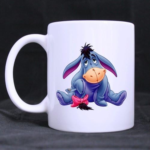 Cartoon Cute Donkey Eeyore Sit Down Custom White Coffee Mug Tea Cup 11 OZ Office Home Cup (Printed on two sides) by Custom White Mug
