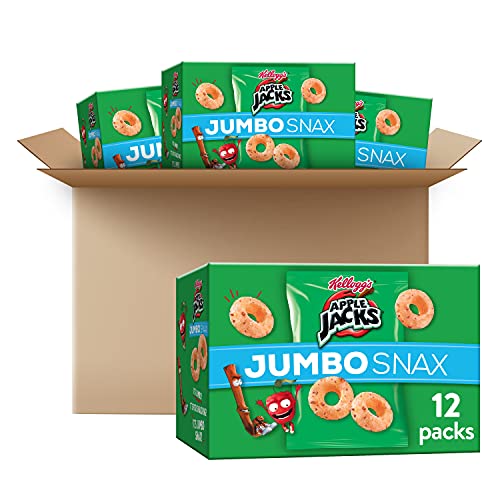 Kellogg's Apple Jacks Jumbo Snax, Cereal Snacks, On the Go, 12 - .45 oz bags (Pack of 4, 48 count total)