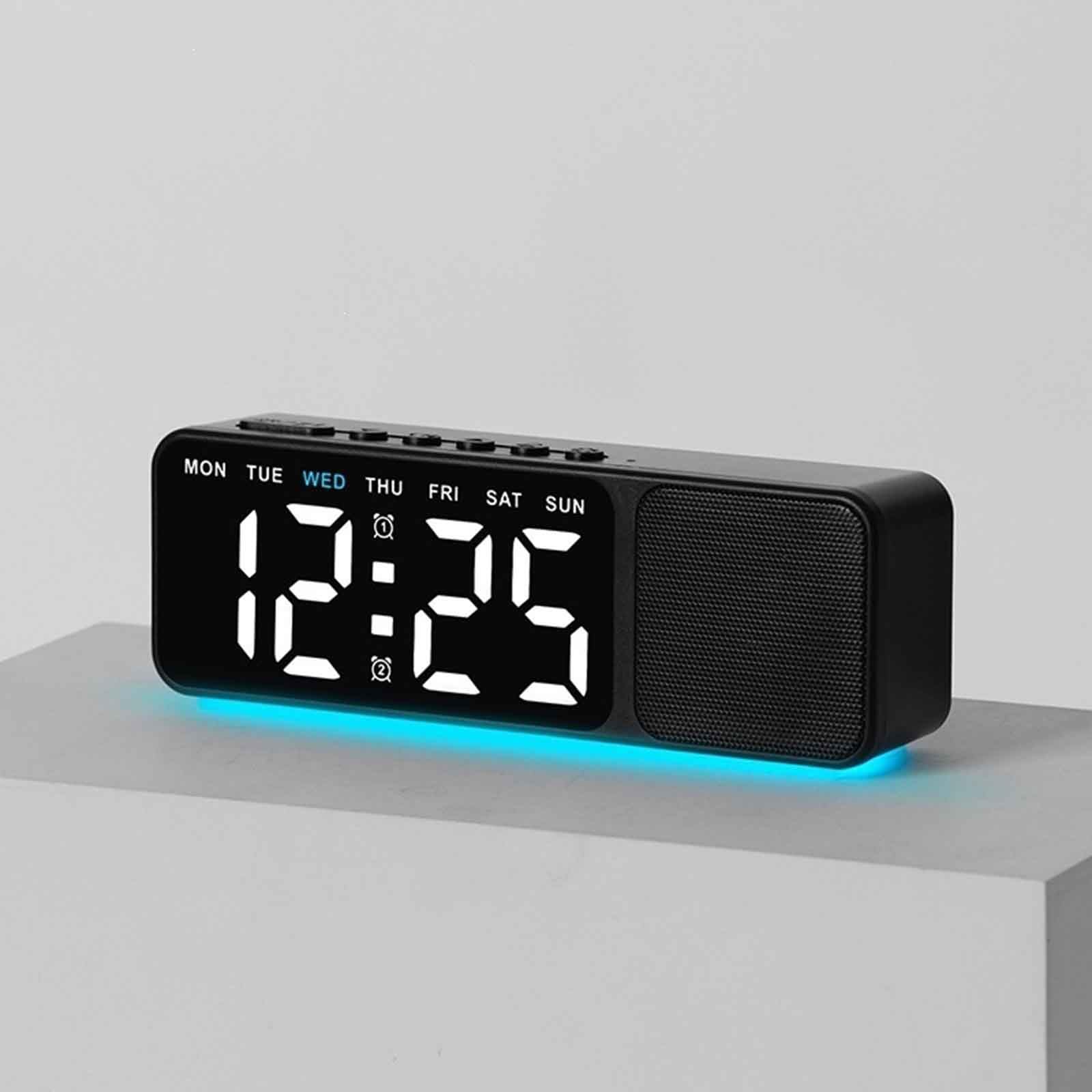 MYBSXKEOZ Multi-Color Bluetooth Alarm Clock With Lights, Alarm Clock With Bluetooth Speaker, RGB Night Lights Bluetooth Speaker, Dimmable Multi-Color Changing Bedside Lamp For Girls,Adults.(F)