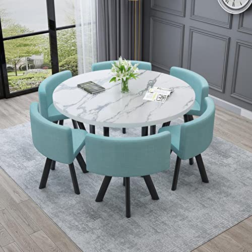 ダイニングテーブルセット6人用 だいにんぐテーブル セット6人 食卓テーブルセット 北欧ライト高級ラウンドダイニングテーブルと椅子の組み合わせモダンなミニマリストラウンドダイニングテーブルホーム小さなアパートラウンドテーブルダイニングテーブル6人用 (ライ