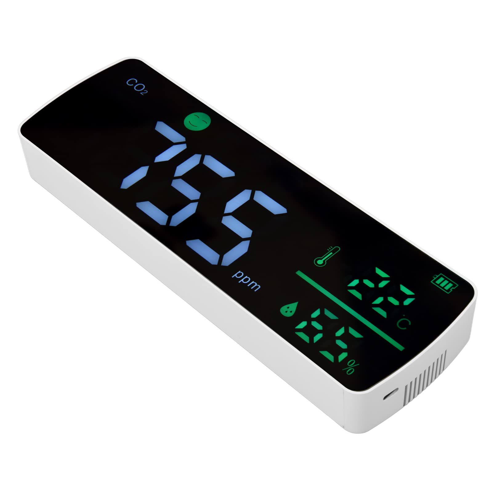 Fdit Monitor de Calidad del Aire CO2, Detector Portátil de Dióxido de | Sensor NDIR Infrarrojo, 400-5000 Ppm, 1,5 S, Batería 1200 MAh, Interior