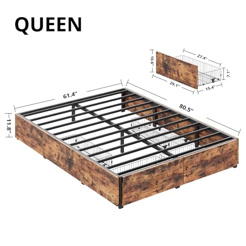Likimio 727370525222 Queen Bed Frame With Storage, Four Drawers And Heavy Strong Metal Support Frames thumb #1
