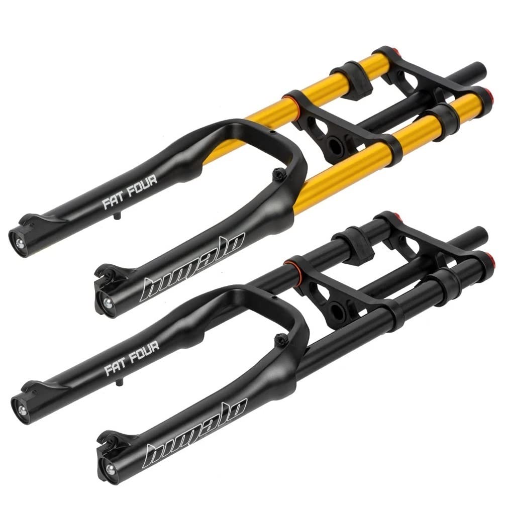 Forcella Ammortizzata per Bici elettriche da 20 Pollici 4.0 Pneumatici Fat Bikes Forcella pneumatica 110mm Ritorno di Viaggio Forcella Anteriore a Doppia Spalla Regolabile 1-1/8'' QR 9mm per Snow BEA