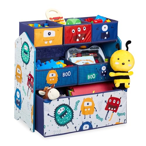 {Estanterías para Juguetes Grandes Estanterías para Juguetes Relaxdays Estantería Infantil, 6 Cajas Tela, Monstruos, Librería Niños, Ruedas, 66x63,5x30cm, Caja Juguetes, Multicolor,...