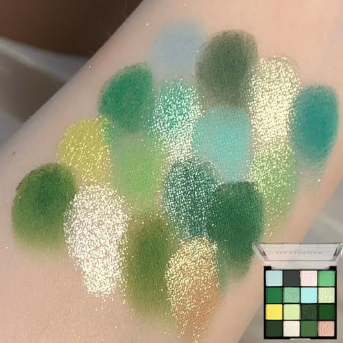 Green Eyeshadow Palette, Glitter Shimmer Eye Shadow Pallets for Women, Sparkle Shiny Yellow Green Matte Smokey Highly Pigmented Bright Eyeshadows Makeup Palettes Eye Make-Up Palette - Image 3