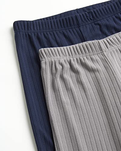 Sweet Hearts Girls' Flare Pants - 2 Pack Super Soft Ribbed Cropped Kick Flare Bell Bottom Yoga Leggings (7-16), Size 10-12, Navy/Grey #TOP4