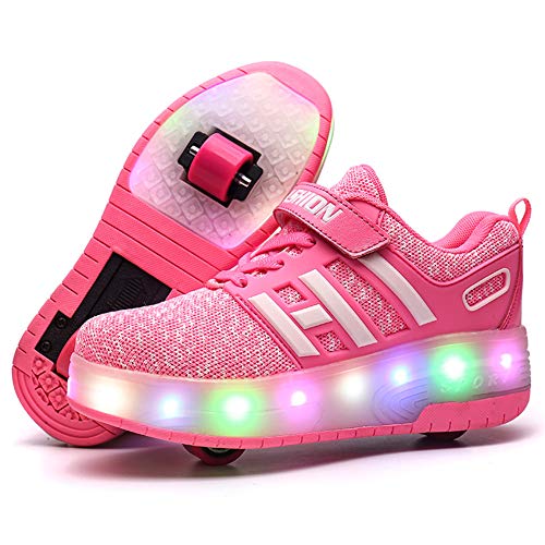 Zapatillas con Ruedas 7 Colores LED Luces Luminosas Zapatos Ajustable Ruedas Patines Deportes al Aire Libre Gimnasia Zapatillas de Skateboard para Ni�os y ni�a Los Mejores Regalos